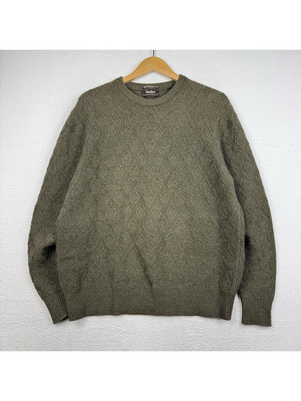 Vintage Neiman Marcus Exclusive Cashmere Knit Mens Large Textured Sweater 90s